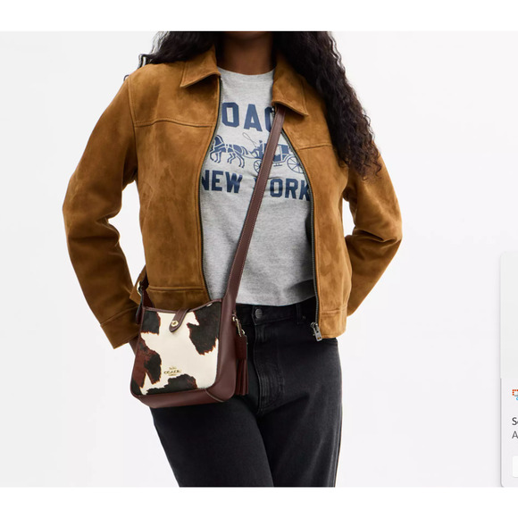 Best price ‼️Coach Hadley Mini Crossbody Bag Cow Print And Tassel CCE14 - Picture 16 of 16